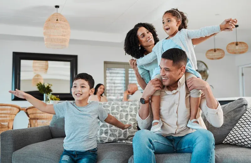 family playing in pest free home